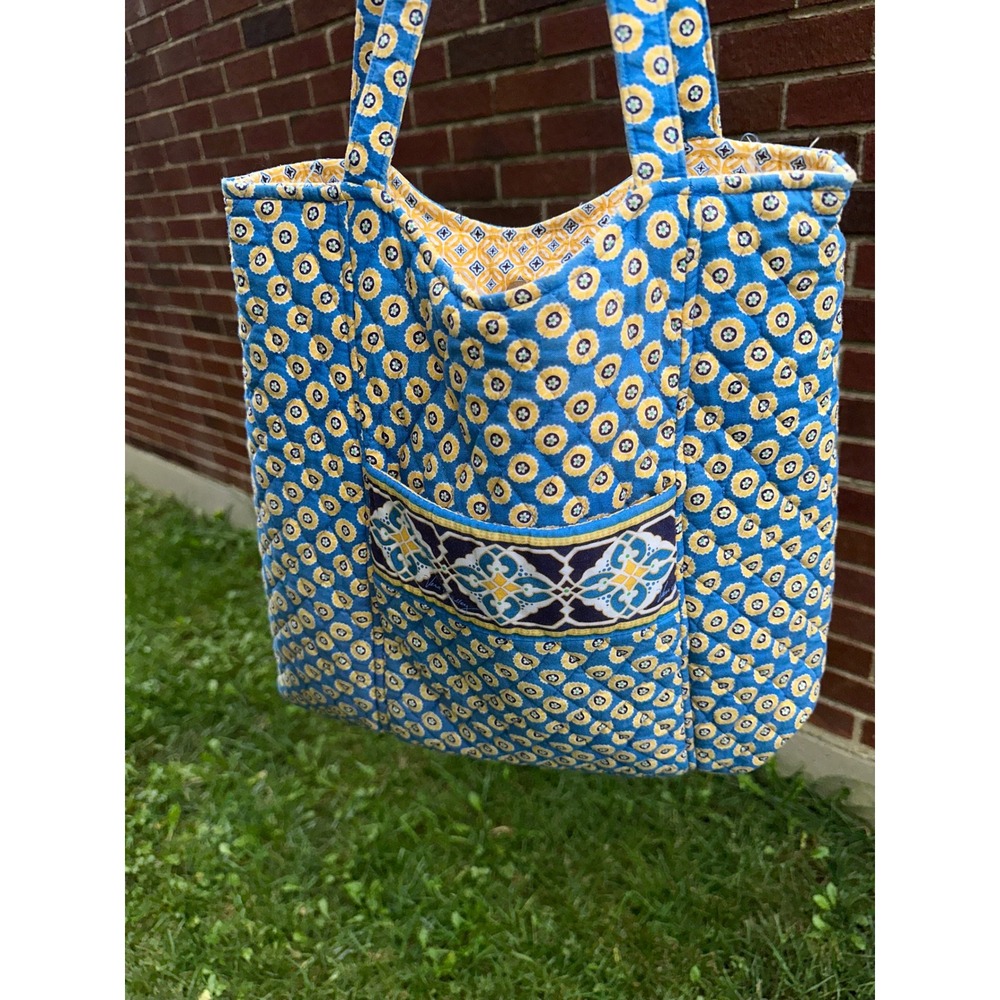 Vera Bradley Retired Riviera Blue Quilted Cotton Tote Bag